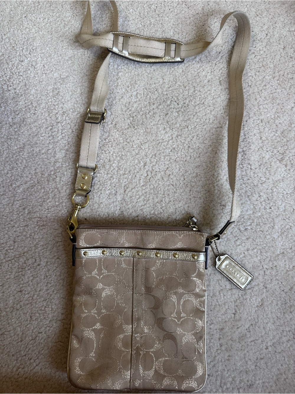 Coach Metallic Stone Signature Crossbody with Studded Trim